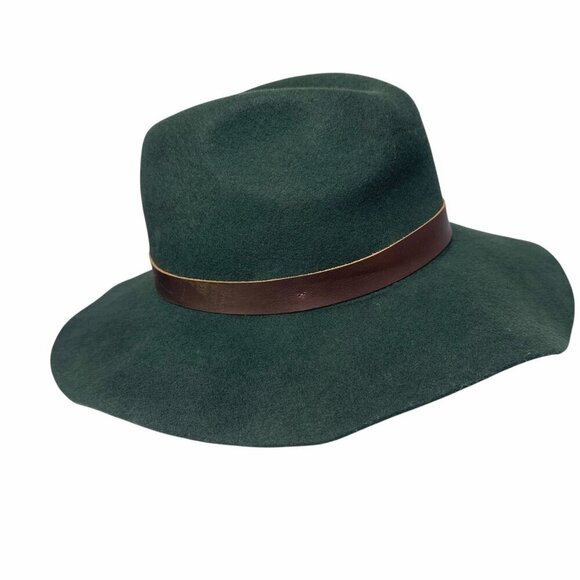 Wyeth Rancher Hat Hunter Green 100 % Wool Womens Fedora Felt One Size - Picture 4 of 13